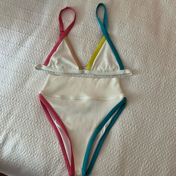 Beach Riot Other - Beach Riot Pink and Yellow Bikini Asymmetric Design